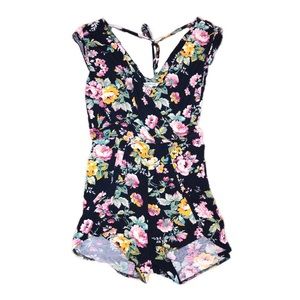 Floral V-Cut Romper